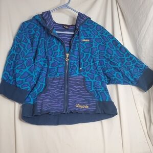 Y2K Luxirie LRG Crop Top Hoodie Blue Leopard Zebrs Print Women medium urban fit